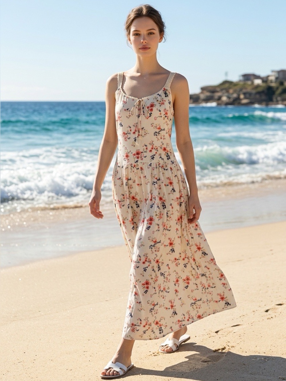 NWT Caroline Constas Floral Linen Blend Maxi Dress M